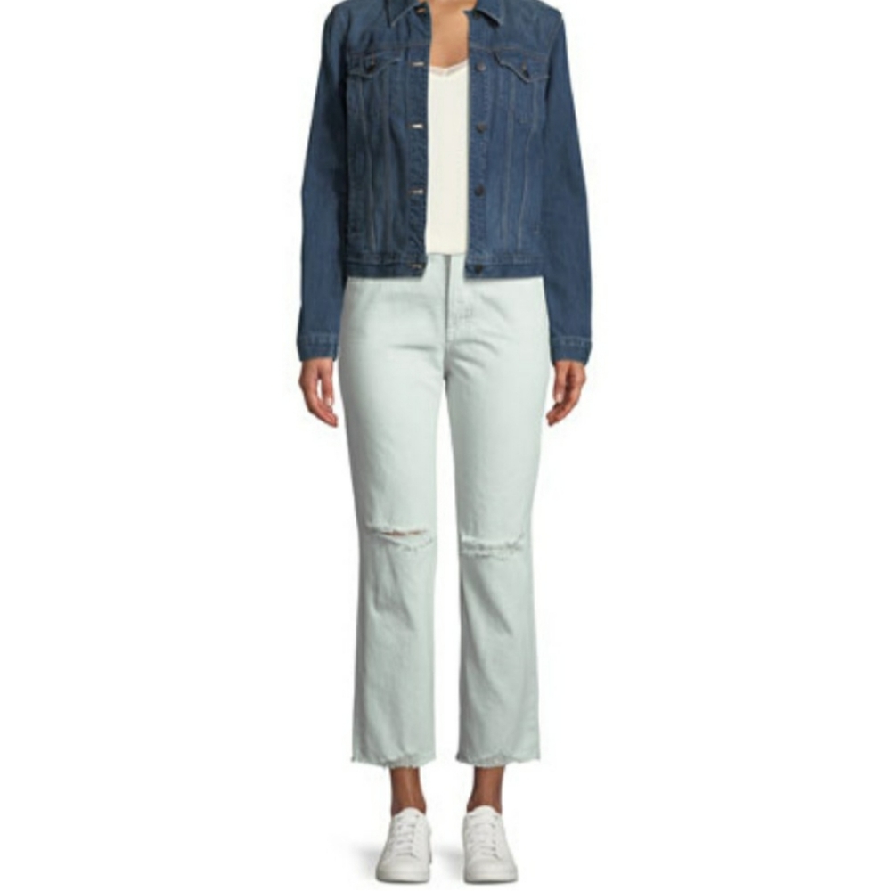 J BRAND Wynne Cropped Straight Distressed Jeans